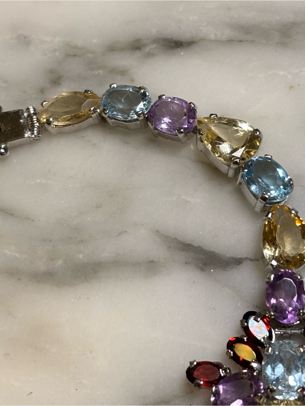 Sterling silver bracelet with various gemstones - Picture 6 of 12